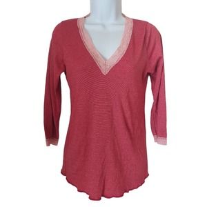 Red Pink Y2K MICHAEL STARS Lace Trim Shirt Top OSFM S M